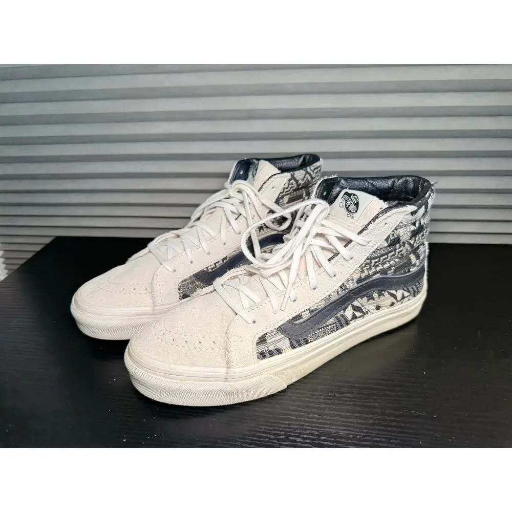 Vans Sk8-Hi Reissue Woven Tribal Cream Black Sneakers Women’s 8 Mens 6.5